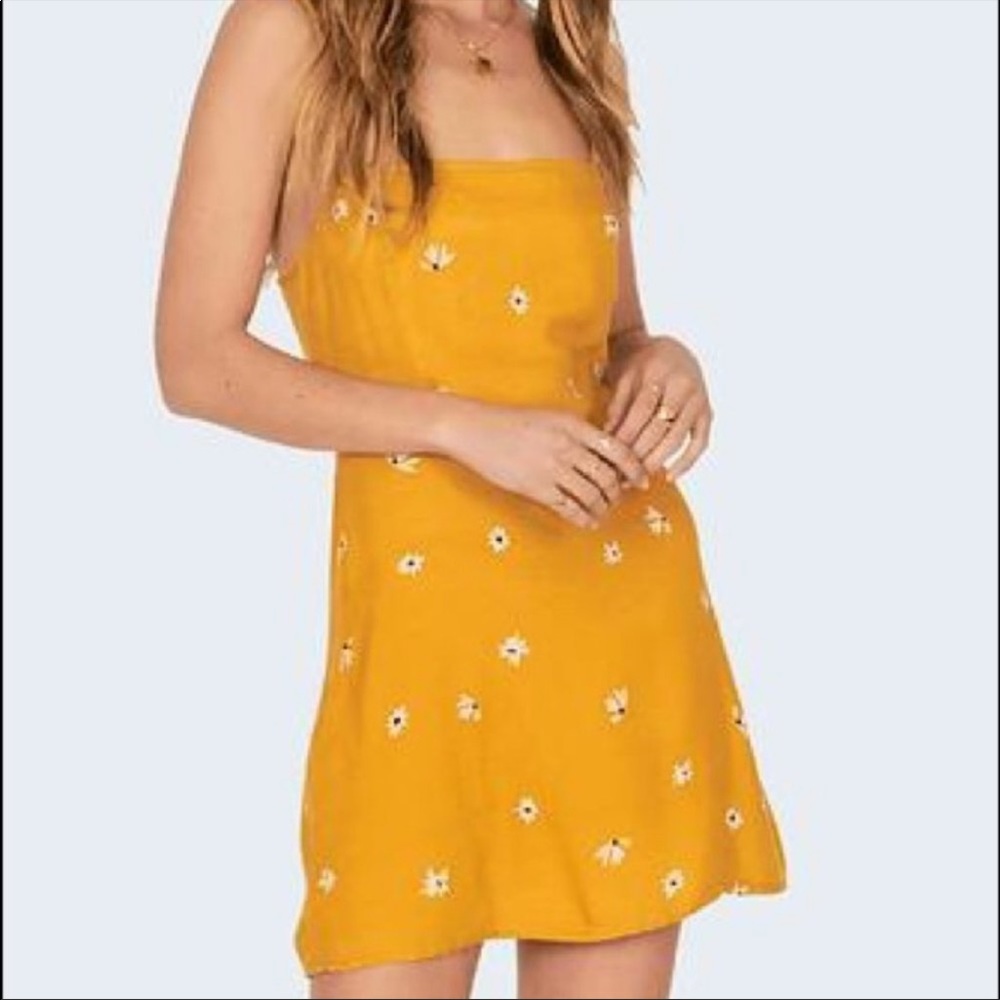 Amuse Society Mustard Floral Mini Dress